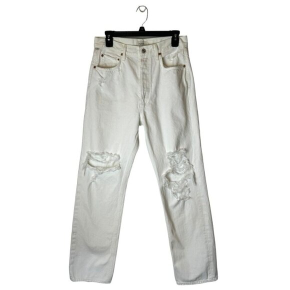 Citizens of Humanity Jeans Women 28 White Distressed Eva Relaxed Baggy Straight‎ - Picture 2 of 13